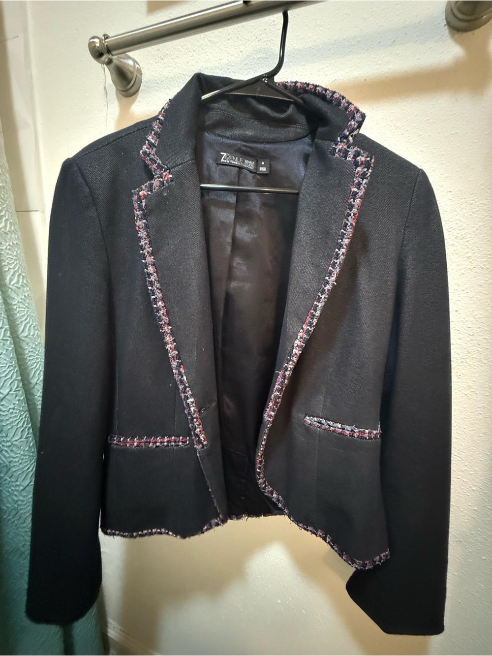 New York and co Black Tweed-Trim Women's Blazer Jacket